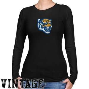  Memphis Tigers Ladies Black Distressed Logo Vintage Long 