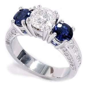   BLUE SAPPHIRE DIAMOND ENGAGEMENT VINTAGE PAVE ANTIQUE ANNIVERSARY RING