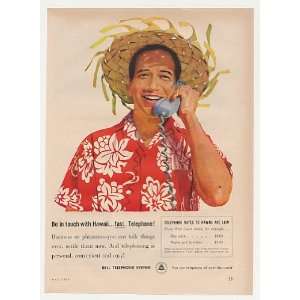 1960 Bell Telephone Phone in Touch with Hawaii Man Print Ad:  