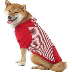   Pup Crew Red and White Striped Dog Hoodie, Small 