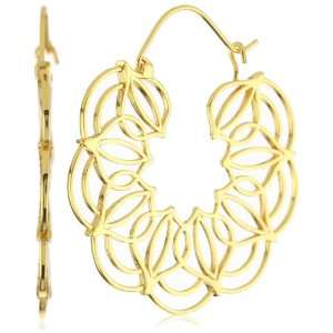Lee Angel Safina Gold Plated Filigree Hoop Earrings
