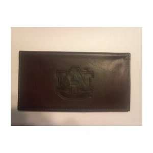  Auburn AU Chocolate Brown Leather Embossed Checkbook 