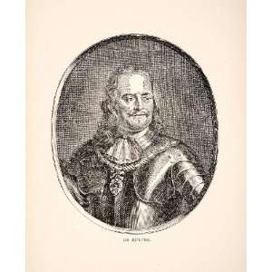   De Ruyter Michiel Dutch Admiral Anglo Dutch   Relief Line block Print