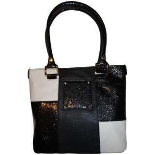  Anne Klein Purse Handbag Perfect Tote Black/White Patchwork: Clothing