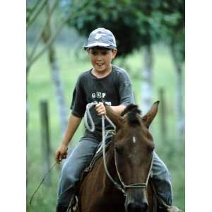  Young Boy Riding Bay Horse and Herding Cattle, Guapiles, Costa Rica 