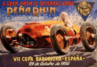 1950 BARCELONA GRAND PRIX CAR RACE POSTER REPRO POSTER  