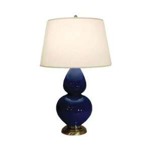   Table Lamp in Marine Blue with Antique Brass Base: Home Improvement