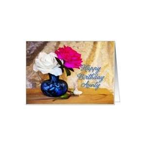  Happy Birthday aunty with painted roses Card: Health 