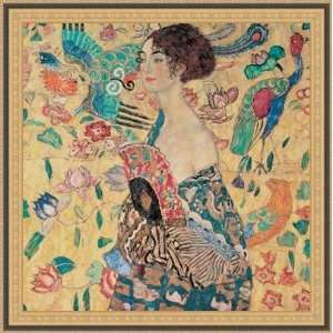 Lady W/Fan (Donna con ventaglio) by Gustav Klimt   Framed Artwork