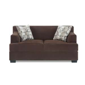  Loveseat with Accent Pillows in Chocolate Velvet Fabric 