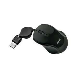  Inland Mini Optical Mouse W/ Retractable Usb Cord Black 