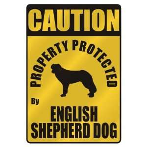   PROTECTED BY ENGLISH SHEPHERD DOG  PARKING SIGN DOG