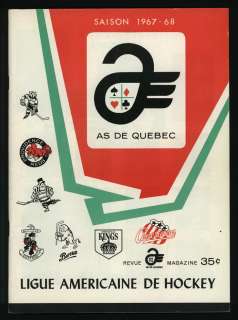 1967 68, QUEBEC ACES vs BUFFALO BISONS, AMERICAN HOCKEY LEAGUE GUIDE 