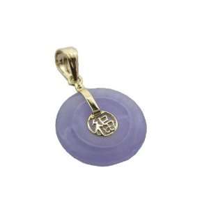  Mini Lavender Jade Luck Moon Pendant, 14k Gold: Jewelry
