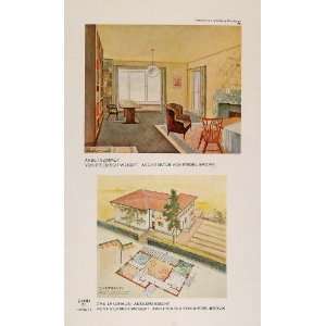  1931 Art Deco House Plan Interior Design Study Print 