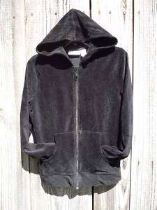 KIM ROGERS Black Velour Zip Hoodie Sweatshirt Track Suit Sweat Jacket 