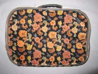 70s Velour Carpet Suitcase, Retro Travel Carry On Bag Hippie Inspired 