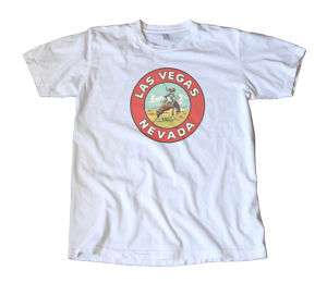 Vintage Las Vegas Travel Decal T Shirt   Cowboy  