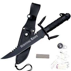 Spiked Black Rambo Style Survival Knife 