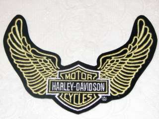 HARLEY DAVIDSON VINTAGE GOLD UP WING BAR & SHIELD PATCH NEW  
