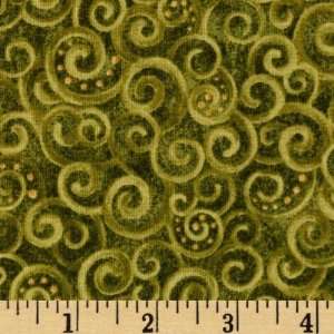  44 Wide 12 Days Of Christmas Swirls Olive Fabric By The 