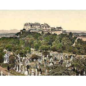 Vintage Travel Poster   Castle from tower Stirling Scotland 24 X 18.5