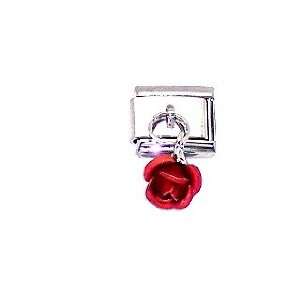  Dangle Red Rose Italian Charm Jewelry