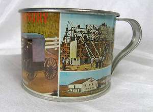 Pennsylvania Dutch Country Amish Souvenir Tin Cup Pix  
