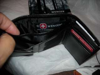 Swiss Army,Wenger Blk SWORDSMAN trifold Leather Wallet  
