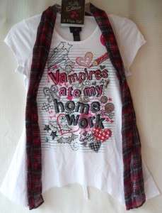 Girls Plus Size SS Shirt Top TEE Scarf Hat Vampire NWT  