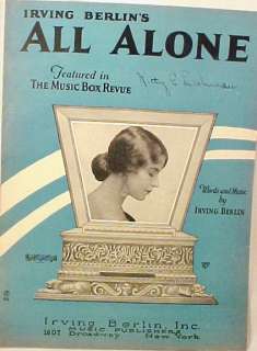 1924 Art Deco ALL ALONE Sheet Music IRVING BERLIN  