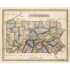 Antique Map of Pennsylvania (c1817) by Fielding Lucas (Archival Print 