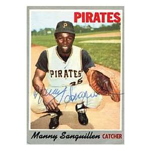  Manny Sanguillen Autographed / Signed 1970 Topps No.188 