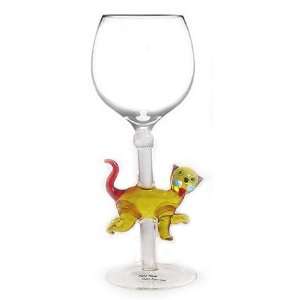  Hand Blown Cat Wine Glass by Yurana Designs W125 