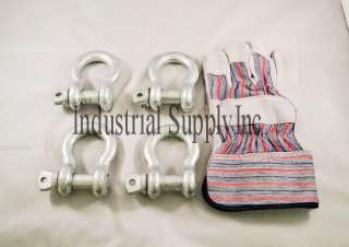 pk) 1/2 Alloy Screw Pin Clevis Anchor Shackles w/Stripe Leather 