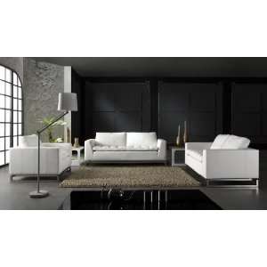  Manhattan Modern White Leather Sofa Set