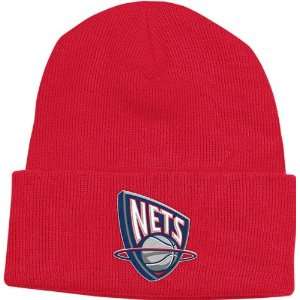    New Jersey Nets Red Basic Logo Cuffed Knit Hat: Sports & Outdoors