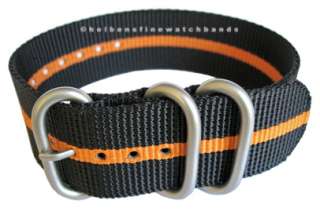 22mm UTC Orange Black Stripe Ballistic Nylon Watch Strap