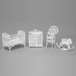  White Wire Nursery Dollhouse Miniature Set: Toys & Games
