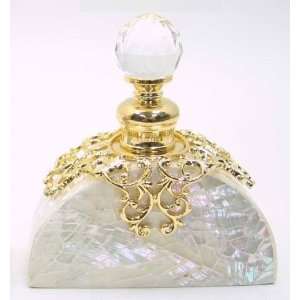 Dome Shaped Shiny Gold White Caprice Perfume Bottle 3.5in H  