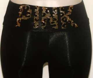 Victorias Secret PINK Bling Sequin Cheetah Leopard Yoga Pants 