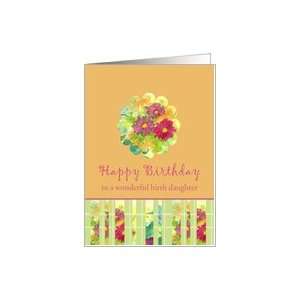  Birthday Wonderful Birth Daughter Pink Aster Flower Watercolor Card