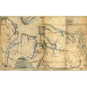  Civil War map Battle of Hampton Roads Virginia