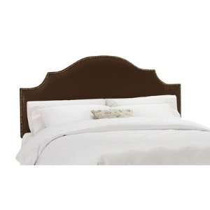   ) Arc Notched Nail Button Headboard in Shantung Chocolate Size King