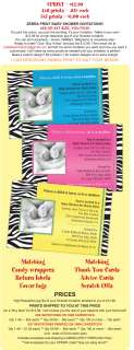 Cute Zebra Print Custom Baby Shower Invitations  UPRINT  