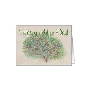  HAPPY ARBOR DAY Watercolor Tree Card Health & Personal 