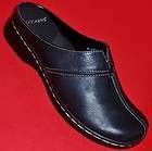 DOCKERS BLACK LEATHER HEELED CLOGS (NEW)  