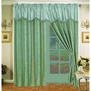  Blue Regalia Curtain Set w/ Valance/Sheer/Tassels