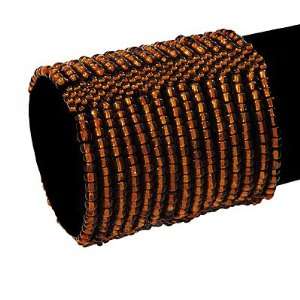  Wide Brown Glass Bead Flex Bracelet   up to 19cm wrist 