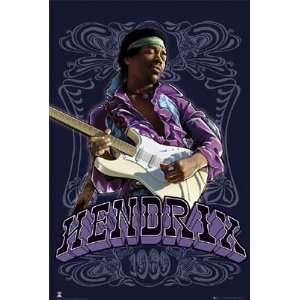  Jimi Hendrix (1969, Purple) Framed Music Poster Print   24 